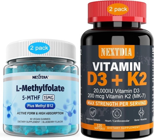[BRSRAHYHOR7BO23V] Vitamin D3 20,000 IU + K2(MK7) 200mcg, L-MethylFolate 15mg & Methyl B12 Gummies