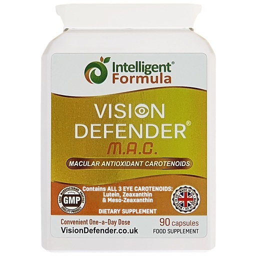 [BRSWG2YLDIMROH3Z] Vision Defender MAC Eye Supplement: Lutein, Zeaxanthin & Meso-Zeaxanthin Triple Antioxidant Carotenoids for Eye Health and Eyesight (90 Capsules/One Capsule Daily) Made in UK