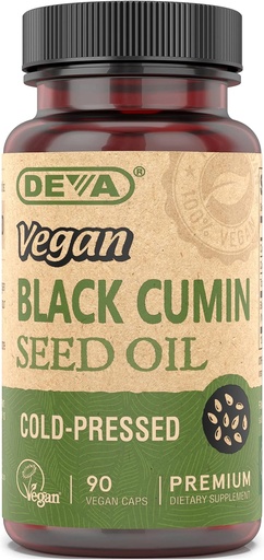 [BRSWIGIABMFBEG3A] Deva Vegan Nutrition Black Cumin Seed Oil, Cold-Pressed, Unraffinaderij, 90 Capsules (verpakking van 3)