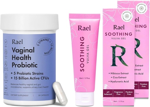 [BRSROBD3CUIAAG37] Rael Bundle - Probiotics Supplements for Women, Digestive Enzymes, Urinary Tract Health (30 Day Supply) & Soothing Vulva Gel - pH Balance Feminine Wash (1.7 Fl Oz, Pack of 2)