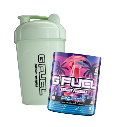 [BRSROBAHO56B4YLX] G Fuel Miami Nights Strawberry Pina Colada Flavored Game + G Fuel Glow-In-The-Dark Shaker Bottle