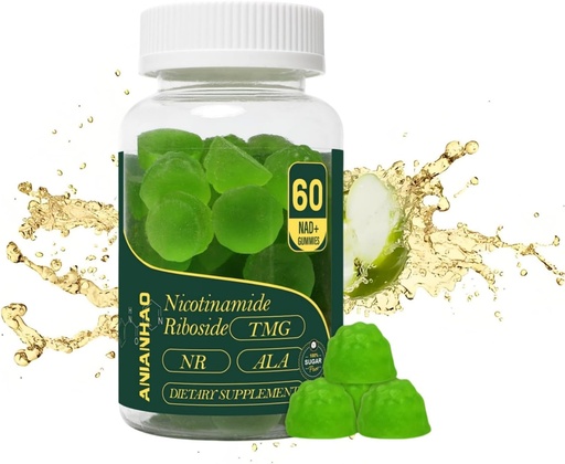 [BRSRAAQKAB5RUHYY] NAD+ Sugar Free Gummies 1500mg, 60 Gummies (30 Day Supply) - True NAD+ & Resveratrol Supports Anti-Aging, Antioxidant Support, Metabolism & Energy Boost