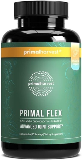 [BRSRMBI2PMDQMALA] Primal Harvest, Primal Flex Joint Supplement with Collagen, Turmeric, Boswellia and Ashwagandha (60 Count) 1 Pack