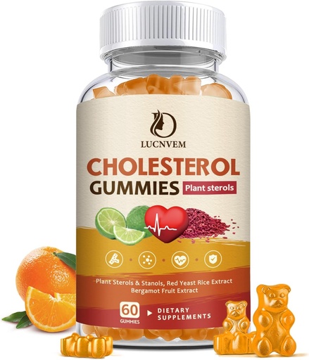 [BRSRAAQKAAFBGCA2] Cholesterol Supplements Gummies for Cholesterol Healthy, Natural Cholesterol Complex for Maintain Healthy Cholesterol Levels, Daily Easy Cholesterol Gummies Snacks - 30 Day Supply