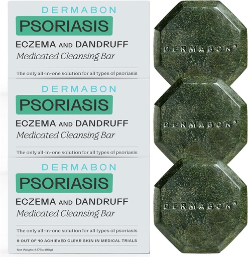 [BRSRO2QFBZYGACLK] Dermabon 2% Coal Tar Psoriasis Body Wash & Eczema Bar Soap (3 Pack) | Control and Relieve Psoriasis, Eczema, Dermatitis, and Dandruff | Active Ingredient Coal Tar Body Wash