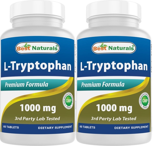 [BRSW2AYNBUDWED3A] Best Naturals L-Tryptophan 1000 mg 60 Tablets (60 Count (Pack of 2))