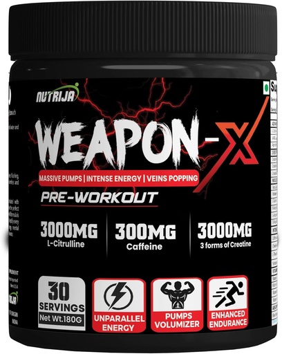 [BRSROHQTCF6QOE34] Weapon-X Pre-Workout Powder with 21 Active Ingredients - 3 Best Forms of Creatine, AAKG, Beta-Alanine, Caffeinated | Pumps, Viens Popping, Energy, Focus & Strength (30 Servings (Mango))