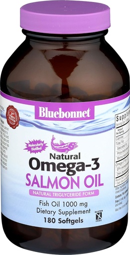 [BRSWIYY3BZ6BYHT2] Omega-3 (Salmon Oil) 180 SoftGels, 1000 mg - Bluebonnet