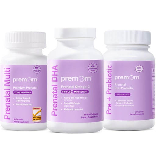 [BRSRAFI5CICGY3DZ] Premom Prenatal Probiotics + Prenatal DHA Fish Oil + Prenatal Formula Vitamin