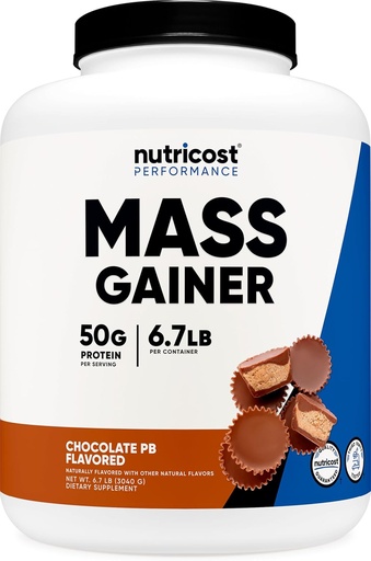 [BRSROADYCQBAK2AU] Nutricost Mass Gainer (Chocolate Peanut Butter Flavor, 6,7 LBS) 50 Grams de proteine per servire - non-GMO