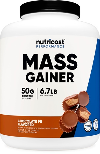 [BRSROADYCQBAK2AU] Nutricost Mass Gainer (Chocolate Peanut Butter Flavor, 6.7 LBS) 50 Grams of Protein Per Serving - Non-GMO