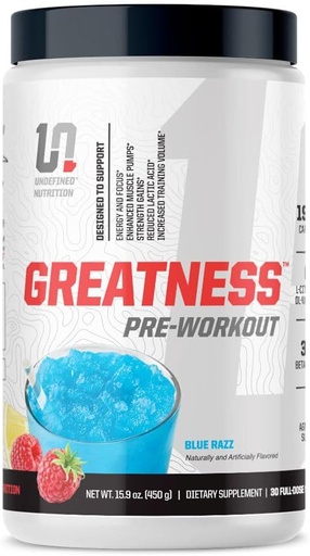[BRSRAEA7BF7BSCTP] Une nutrition indéfinie Grandeur Pré-entraînement par Brian Shaw (30 portions) – 6 g Citrulline Malate et 3,2 g Beta Alanine pour de meilleures pompes, énergie, concentration et force pour les hommes et les femmes (15,9 Oz, Razz bleu)