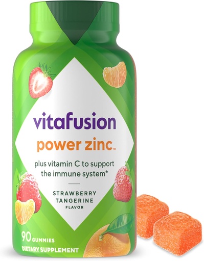[BRSWYHT6CEBQGDL2] Vitafusion Power Zink-Gummi-Vitamine, Erdbeer Tangerine Geflammte Immununterstützung (1), 90 Zähler