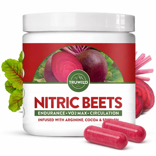 [BRSWYHYDBF7WYHTB] TruWild All Natural Beet Root Powder, Nitric Oxide Booster, 1000mg, Vegan Superfood Capsule Supplement, Beetroot Extract Supports Overall Health, Performance & Stamina, 30 Servings
