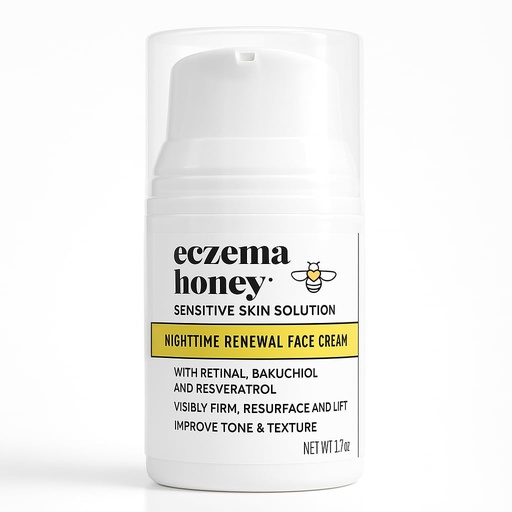 [BRSRMBT3PMIBAYAZ] ECZEMA HONEY Skoncentrowana śmietanka nocna odnawiająca twarz - produkty przeciwstawne do pielęgnacji skóry - niezapachowy nawilżacz twarzy do wyprysku, suchej i wrażliwej skóry (1.7 Oz)