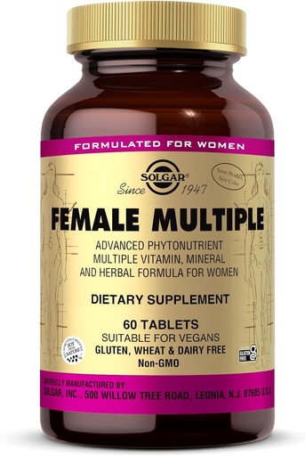 [BRSWIYTYOUIRG2Q3] Solgar Female Multiple - 60 Tablets - Multivitamin, Mineral & Herbal Formula for Women - Vegan, Gluten Free & Dairy Free - 20 Servings