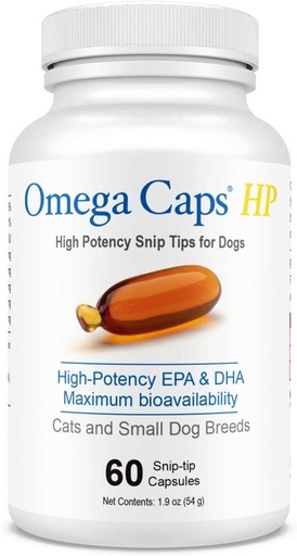 [BRSWIYIMOUJQYGDI] Omega Caps HP Snip Tips for Cats and Small Dogs High Potency EPA and DHA Maximum Bioavailability Fish Oil Supplement Vet Formulated Made in USA Skin Coat Joint and Heart Health 60 Capsules