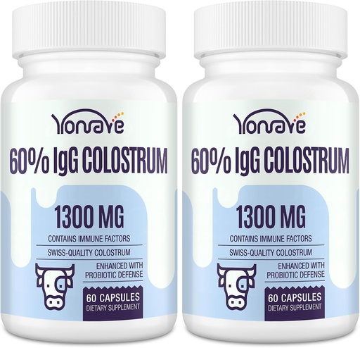 [BRSRAZIFDIMGA3I4] Bovine Colostrum Capsules Suplemento 1300mg - Extra High 60% IgG Bovine Colostrum - Gut, Bone, Ejercicio, Immune - 120 cápsulas