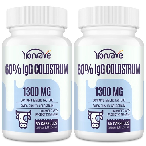 [BRSRAZIFDIMGA3I4] Yonrave Bovine Colostrum Capsules Supplement 1300mg - Extra High 60% IgG Bovine Colostrum - Gut, Bone, Exercise, Immune - 120 Capsules