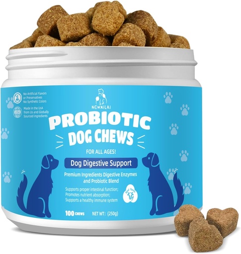 [BRSRAFQ5AV5RQAI4] Natural Probiotic Digestive Supplement for Dogs - Probiotic Chewable with Prebiotics and Enzymes Supports Gut Health, Diarrhea & Digestion, Improve Immune System Allergy Itch Skin