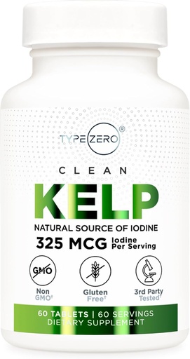 [BRSROCQFPMCB4232] Type Zero Clean Kelp Iodine Tablets (60 Servings, 325 MCG Per Serving) - Natural Source of Iodine from Sea Kelp, Non-GMO, Gluten Free