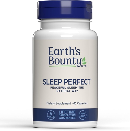 [BRSWI2YTBIIAYCA5] Earth's Bounty Sleep Perfect - Natural Sleep Aid- Made w/Herbal Extracts and L-theanine - No Grogginess - 60 Count