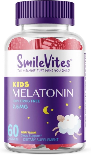 [BRSRMAYROJ6WMA3K] Children's Melatonin Gummies 2.5mg | 100% Drug-Free Sleep Aid | Non-Habit Forming | Supports Restful Sleep & Regular Sleep Cycle | Natural Ingredients | Berry Flavor | 60 Count