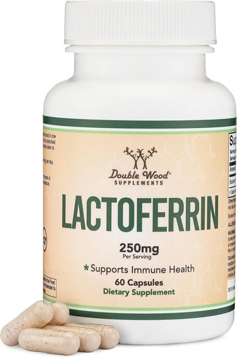 [BRSW2BQLBAIGYD34] Lactoferrin 250mg per Serving (60 capsule) Lactoferrin brevettato Bioferrin - Supplemento di ferro superiore per la carenza di ferro e il supporto immunitario di doppi integratori di legno