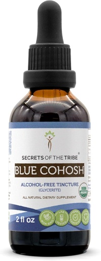 [BRSRMYI6OUFQKDLX] Secrets of the Tribe Blue Cohosh USDA Organic Alcohol-Free Tincture (Glycerite) Responsibly farmed Blue Cohosh (Caulophyllum Thalictroides) Dried Root (2 Fl Oz) Women's Health Supplement