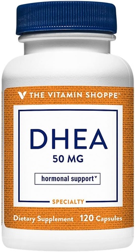 [BRSWK23ZOFYW2C3C] The Vitamin Shoppe DHEA 50MG, Hormonal and Healthy Aging Support for Both Men & Women, Once Daily (120 Capsules)