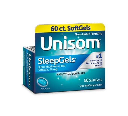 [BRSWIZL5OBYGCALU] Unisom SleepGels, Diphenhydramine HCl 50 mg, 60 Count
