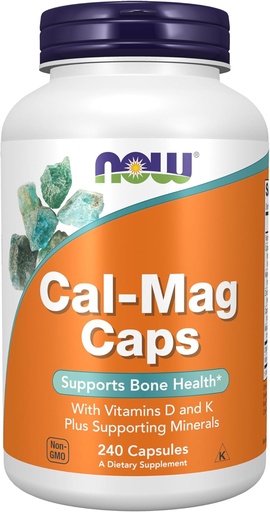 [BRSWIY32BQPQ22DK] NOW Supplements, Cal-Mag Caps with Vitamin D and Supporting Minerals, Supports Bone Health*, 240 Veg Capsules