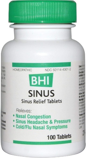 [BRSWIY34AB6BWALY] BHI Sinus Relief Tablets 100 Ct