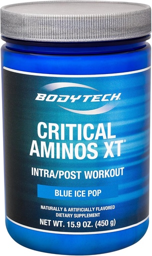 [BRSWGEL5OEPGCFYZ] BODYTECH Critical Aminos XT Intra/Post Workout Blue Ice Pop - Supports Muscle Recovery (12.4 Ounce Powder)
