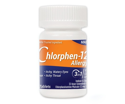 [BRSWIYI7PIDB6G3O] Chlorpheniramine Maleate Extended Release, 12 Mg , 60 Tablets