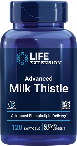 [BRSWICQABV4BAHY7] Life Extension Advanced Milk Thistle, Liver Health Supplement, Liver Detox, Cell Division, силимарин, силибин, биодоступен, Gluten Free, Non-GMO, 120 мягких гелей
