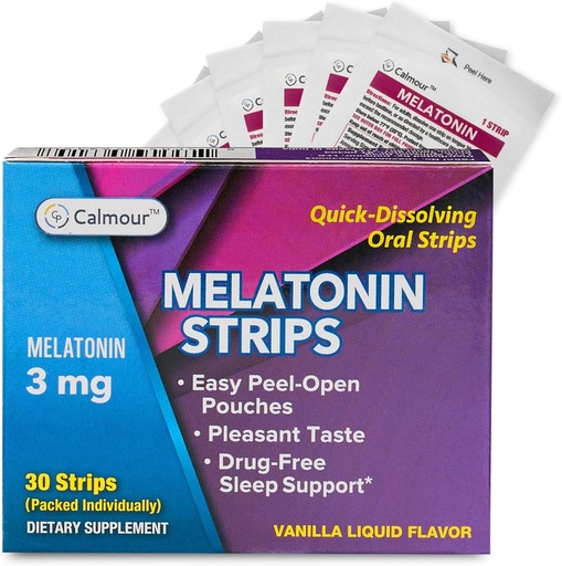 [BRSROCQPO4HAEAL5] 30 Muntlig søvnstriper | Quick-Dissolving 3 mg Melatonin Strip | Fungerer raskere enn gummier | Avslapping Napping kosttilskudd | Den ultimate søvnhjelp for bedre hvile og øye helse