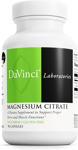 [BRSWIYIHCEDA423K] DaVinci Labs Magnesium Citrate - Dietary Supplement to Support Muscle Health, Healthy Nerves and Mineral Absorption* - with 140 mg Magnesium per Serving - Gluten-Free - 90 Vegetable Capsules