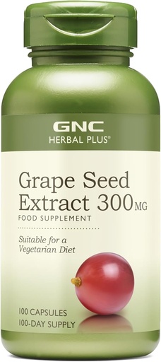 [BRSWIGQ5OUCRAFY3] GNC Herbal Plus Grape Seed Extract 300mg Supplement, Vegetarian, 100 Servings