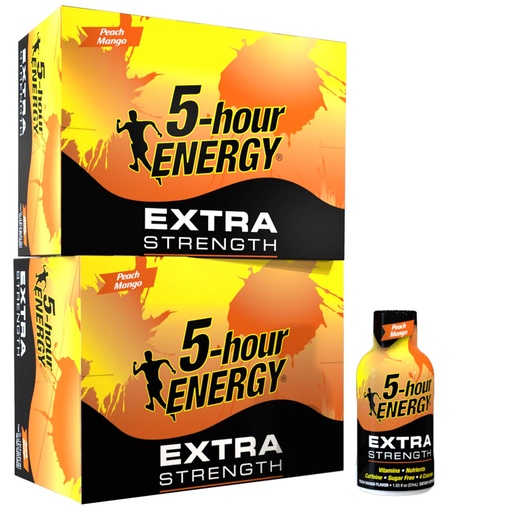 [BRSWKZIPA5YAEHQV] 5-hour Energy Shot, Extra Strength Peach Mango, 1.93 Ounce, 24 Count