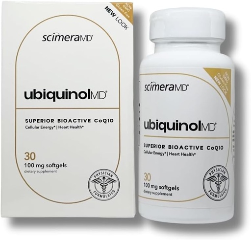 [BRSWIF37CADBA3T6] ScimeraMD® Ubiquinol Coenzyme Q10 Kaneka QH Antioxidant Supplement for Heart Health and Cellular Energy Production, 30 CT