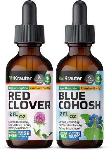 [BRSRAGL5OEDW2CTV] BIO KRAUTER Red Clover Tincture 2 Fl. Oz. & Blue Cohosh Tincture 2 Fl. Oz.