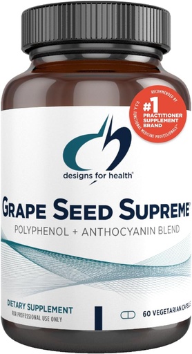 [BRSWIYQPBN4GKFDU] Designs for Health Grape Seed Supreme - 200mg Grape seed Extract Supplement with Grape Skin + Muscadine Grape - non-GMO Polyphenol + Antosyanin Antioksidantti Blend (60 kapselia)