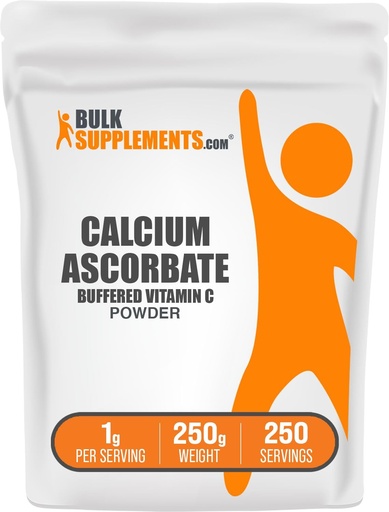 [BRSWIFI6BZYW2CLE] BulkSupplements.com Calcium Ascorbate Powder - Buffered bitamina C Supplement, Calcium Powder - Vegan & Gluten Free, 1g zerbitzu bakoitzeko, 250g (8,8 oz) (1eko paketea)