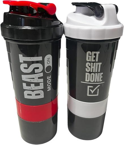 [BRSRAZIRCB7AEYAU] Generic Protein Shaker Bottle - ShakePro16oz BPA-Free Shaker Bottle with Leak-Proof Storage for Powder/Pills - Ideal for Gym and Fitness
