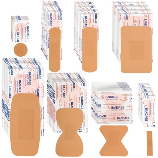 [BRSRMBLRDENAIH3X] Lounsweer 720 Pcs Assorted Bandage Bulk Adhesive Waterproof Variety Bandage | First Aid Supplies Kit Refill, Flexible Breathable Fingertip Bandage, 8 Style, Multi Size, Round Butterfly Knee Wound Care