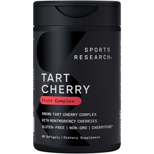 [BRSWIBQZOZ6R2H3C] Sports Research Tart Cherry Capsules - Made from Montmorency Tart Cherries - Non-GMO & Gluten Free - 60 Liquid Softgels