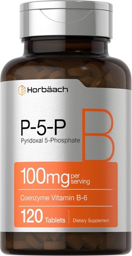 [BRSWGH34BMORS3TP] Horbäach P5P Vitamina Ativada B6 100mg, 120 comprimidos, Suplemento Vegetariano, Não-GMO, Glúten Livre, Piridoxal 5 Fosfato, Coenzima B6