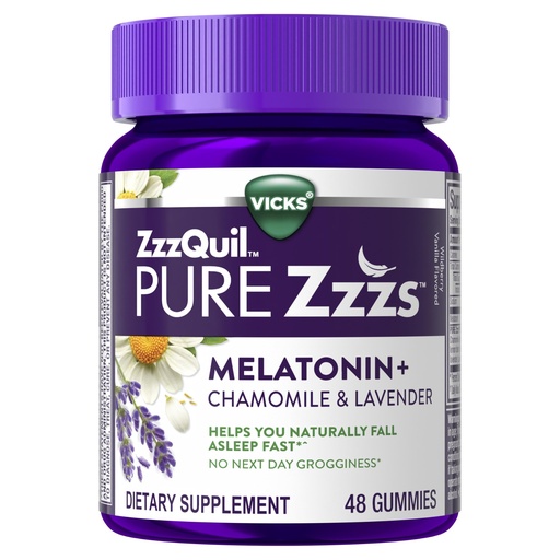 [BRSWGZAPOFYRGELU] ZzzQuil Pure Zzzs Melatonin Gummies, Sleep Aid, Melatonin 2mg, with Chamomile & Lavender, Melatonin Sleep Gummies, Sleep Aids for Adults, Wildberry Vanilla Flavored, 48 Sleep Gummies