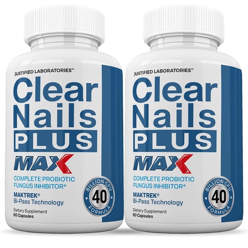 [BRSW2ZAFPJYBAG33] Justified Laboratories (2 Pack) Clear Nails Plus Max Pills 40 Billion CFU Probiotic Supports Strong Healthy Hair Skin Nails 120 Capsules